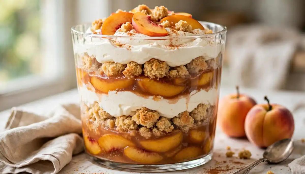 Peach Cobbler Trifle with Vanilla Cream