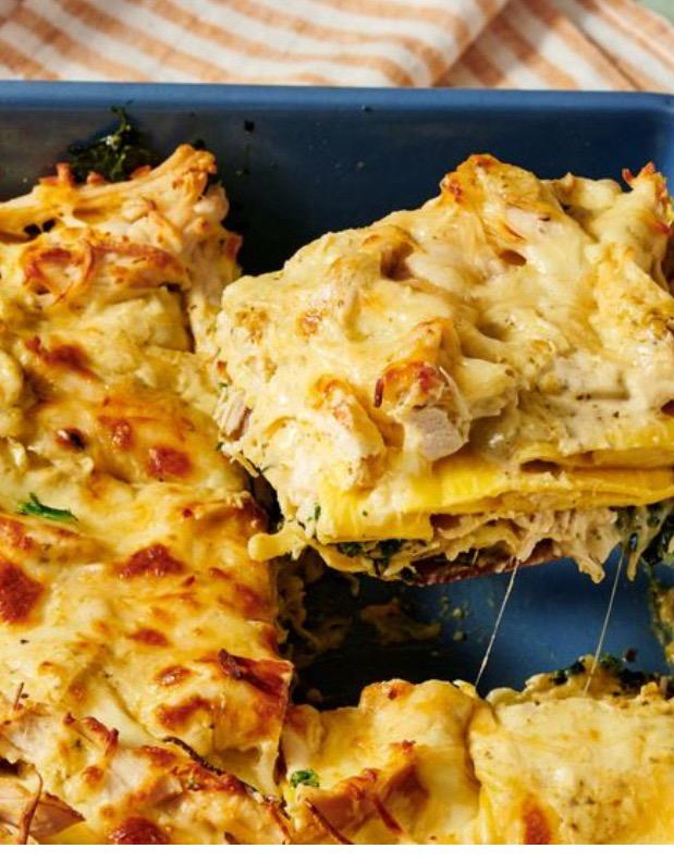 Lazy Pesto Chicken Lasagna