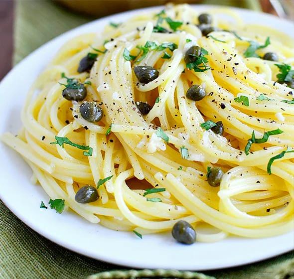 Pasta with Garlic Butter Caper Sauce
