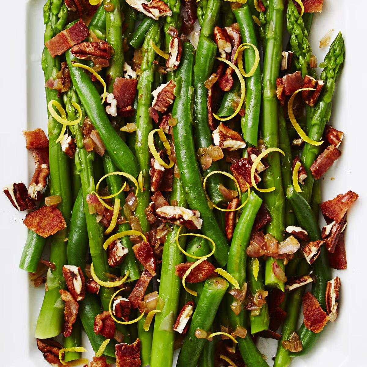 Nutty Green Beans and Asparagus With Bacon