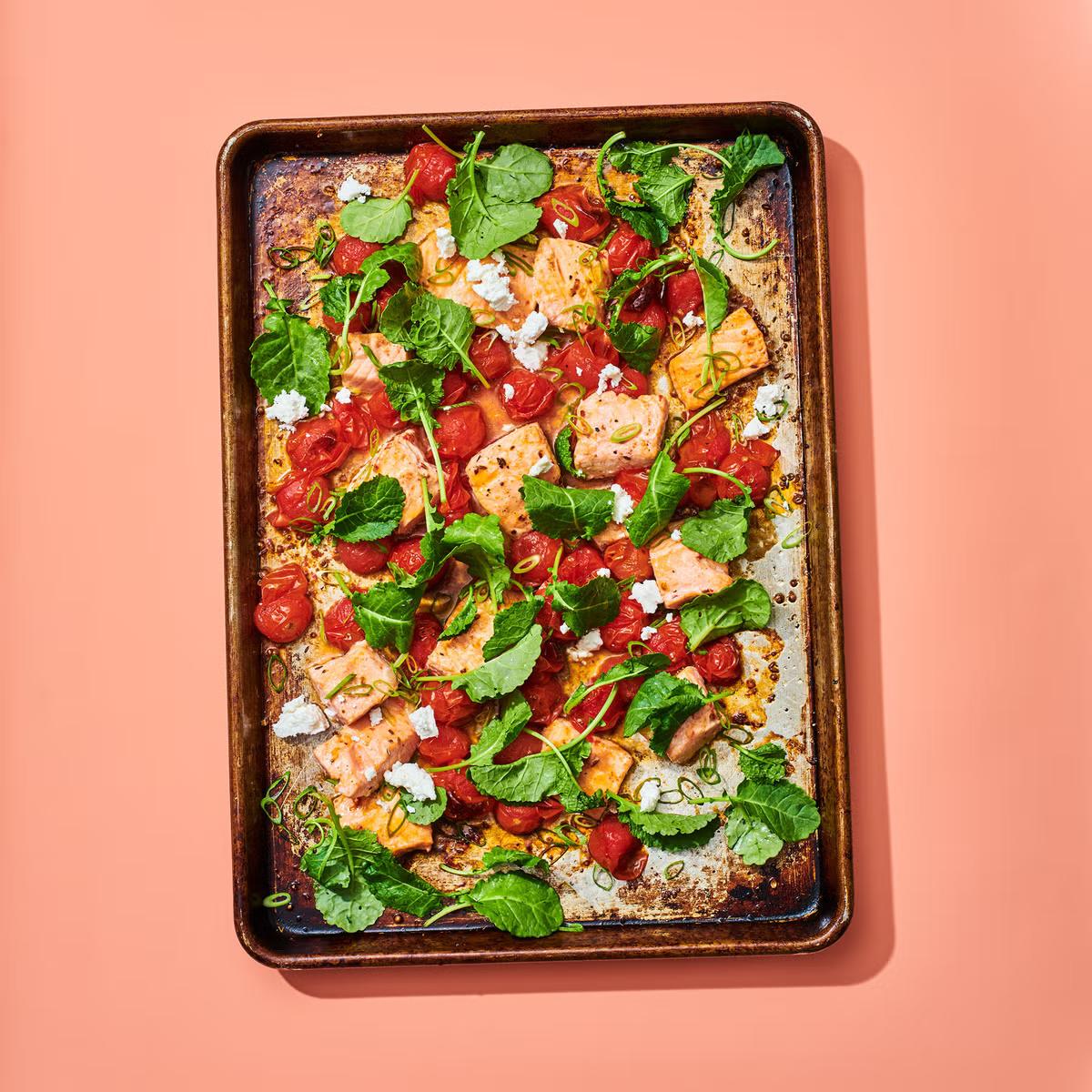 Sheet Pan Salmon and Tomatoes