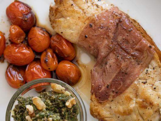 Rock Fish, Fresh Herbs Puree & Tomatoes