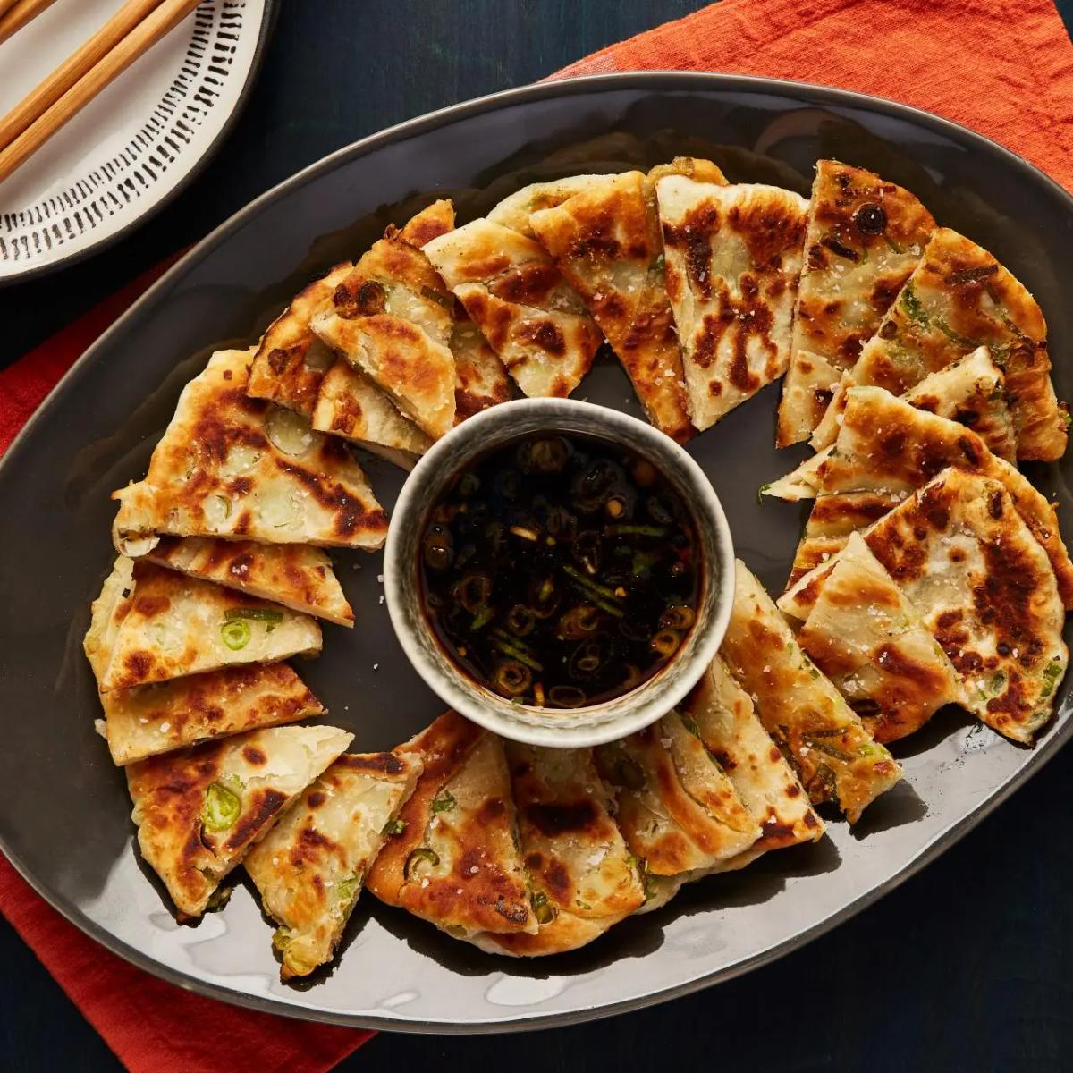 Scallion Pancakes with Dim Sum Dipper