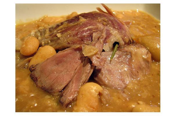 Slow Cooked Goat Shank With Alubia Criollo Beans
