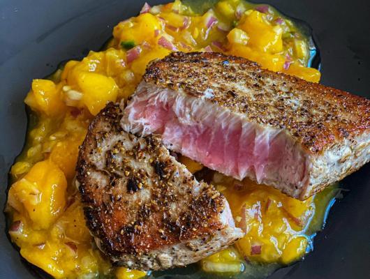 Yellowfin Tuna with Spicy Mango Salsa