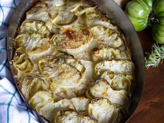 Potato and Green Tomato Gratin