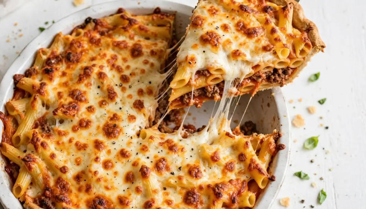 Cheesy Baked Pasta Pie