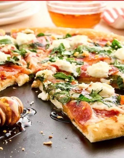 Hot Honey Pizza with Pepperoni and Goat Cheese