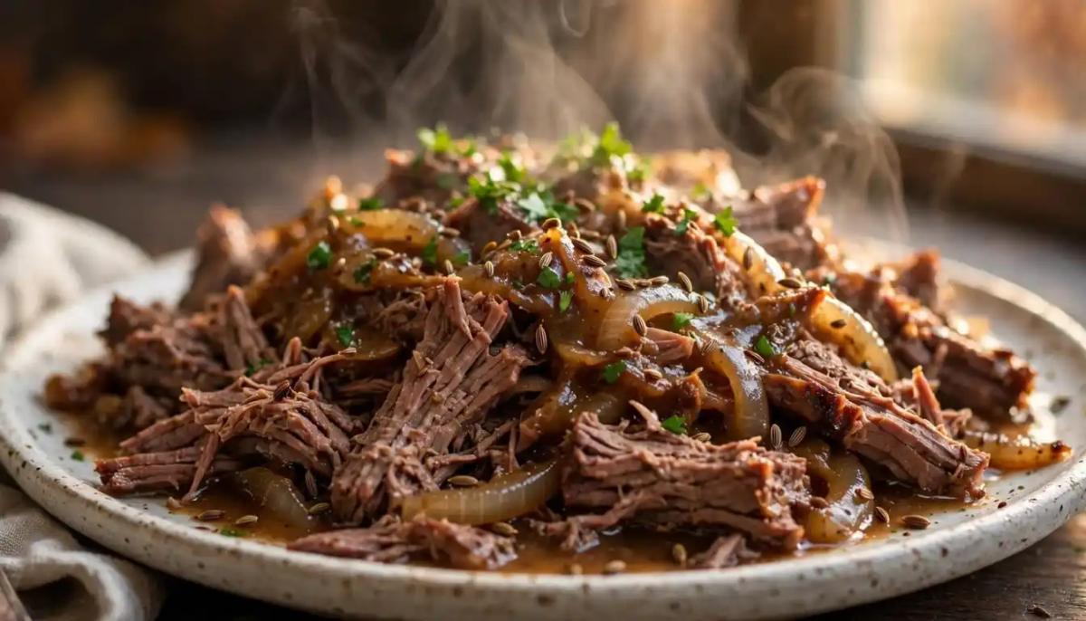 Slow-Cooker Beef Roast with Caraway and Onions