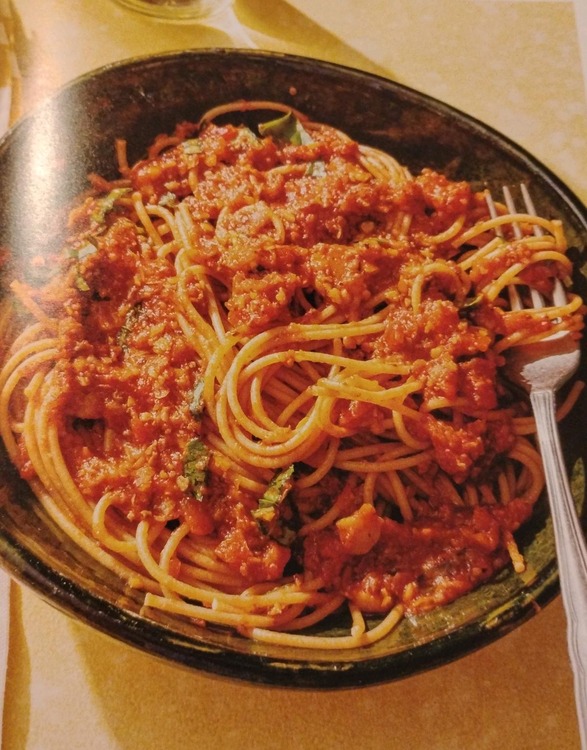 Meatless "Meat" Sauce with Chickpeas and Mushrooms