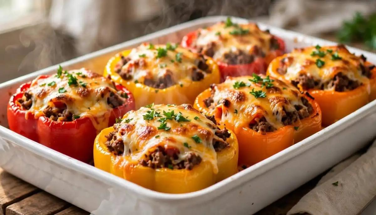 Cheesy Rice-Stuffed Bell Peppers
