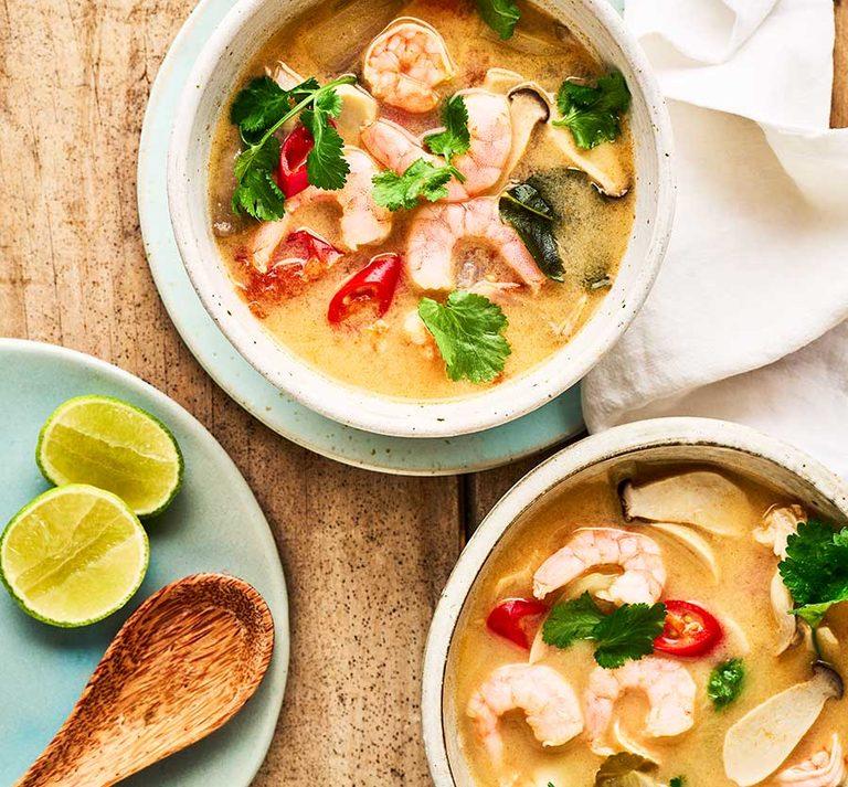 Tom yum soup with prawns