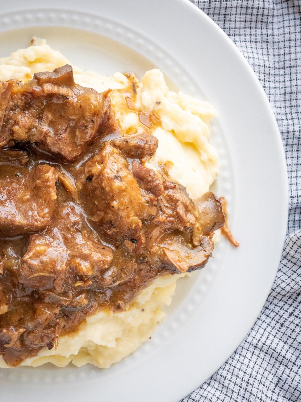 Melt In Your Mouth Beef Tips with Mushroom Gravy