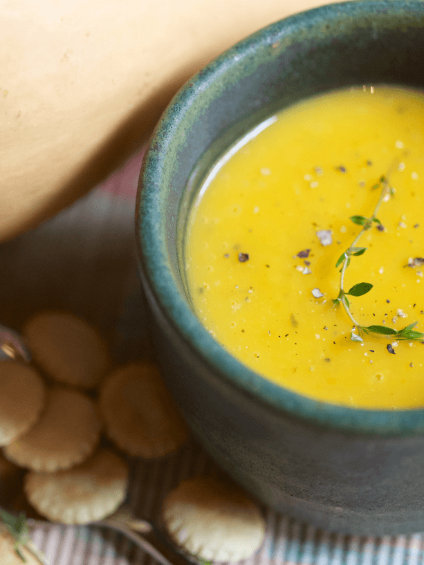 Roasted Butternut Squash Soup with Chicken Croquettes