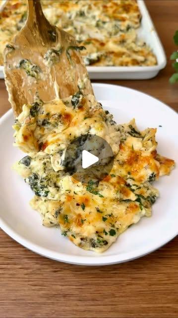 SHEET PAN WHITE LASAGNA WITH GARLICKY GREENS + BROCCOLI