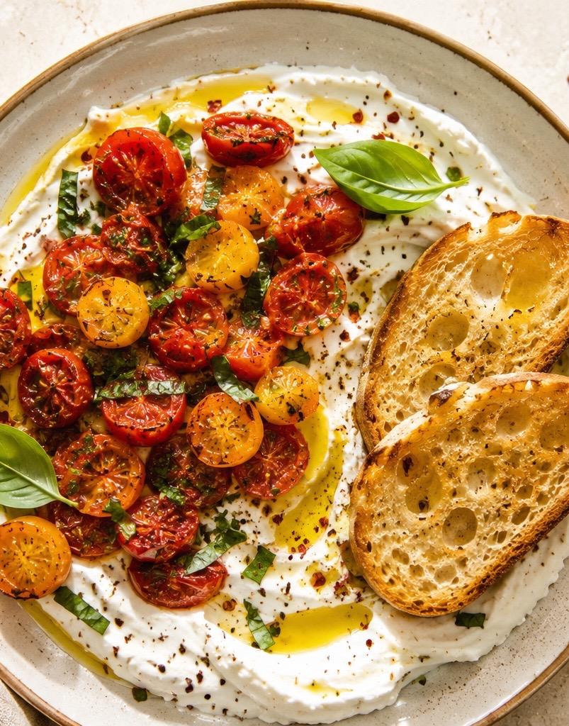 Savory Whipped Cottage Cheese and Tomatoes Bowl Recipe