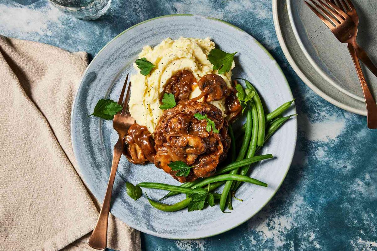 Hamburger Steak With Sweet Onion-Mushroom Gravy