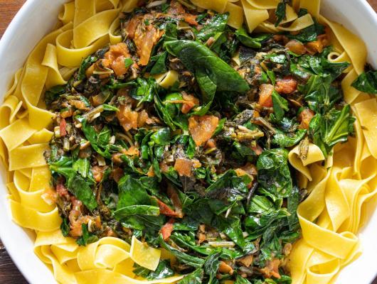 Tomato, Chard, Kale, Spinach Pappardelle