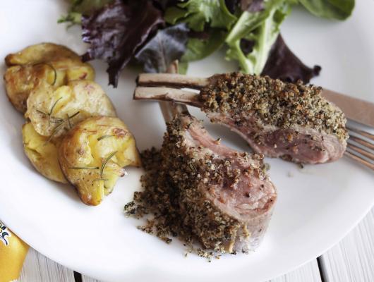 Pepper Crusted Racks of Lamb with Horseradish Creme Fraiche