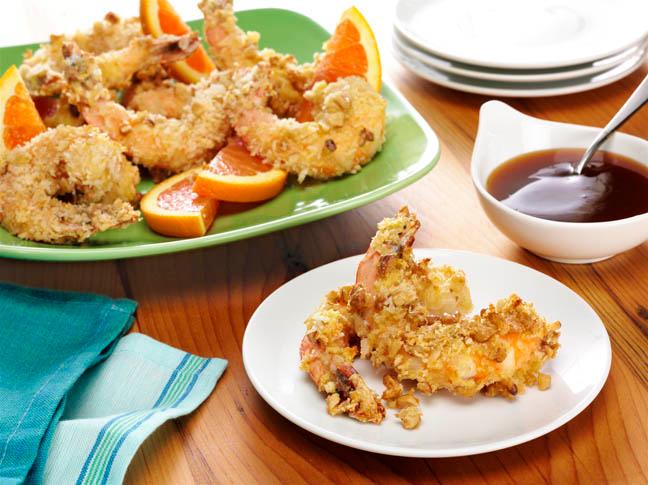 Walnut Shrimp Poppers with Citrus Sauce