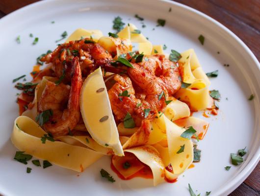 Pappardelle with Spanish Spiced Shrimp