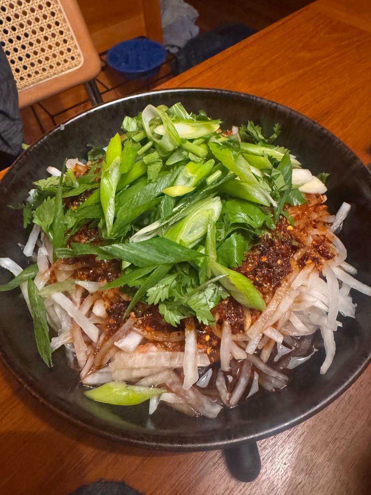 Daikon Slivers in a Spicy Dressing