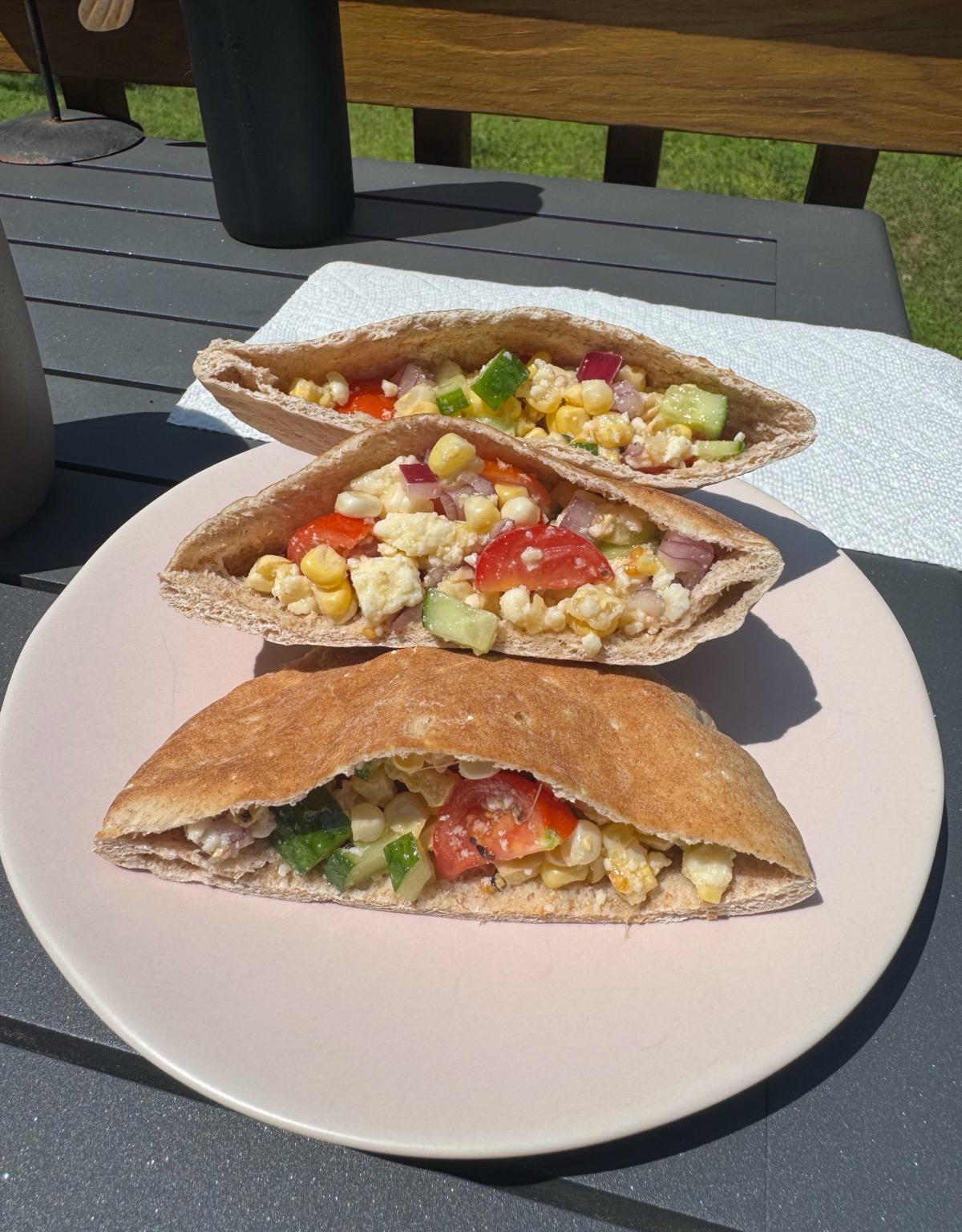 Fresh Corn Salad Pita Sandwich
