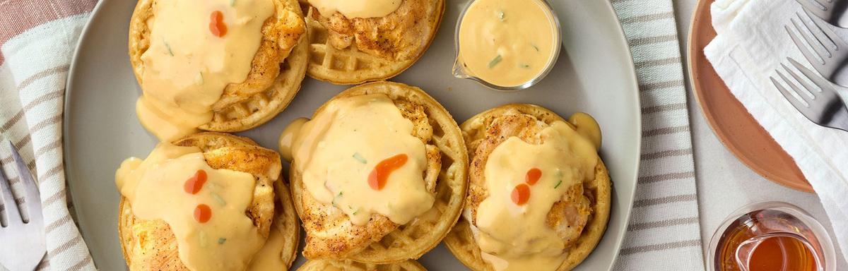Chicken and Waffles with Savory Maple Chicken Sauce