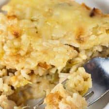 Easy and Cheesy- Green Chile, Chicken and Rice Casserole