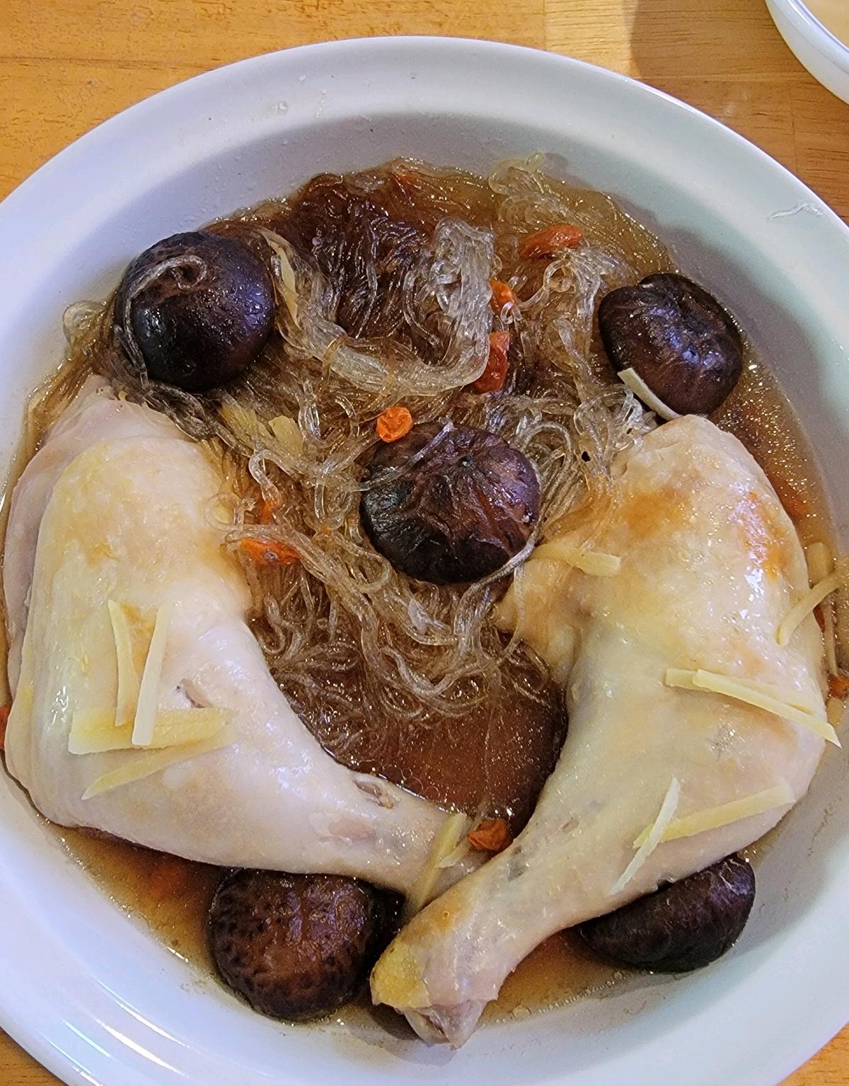 Steamed Chicken and Mushrooms