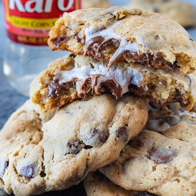 Chewy S'mores Stuffed Cookies