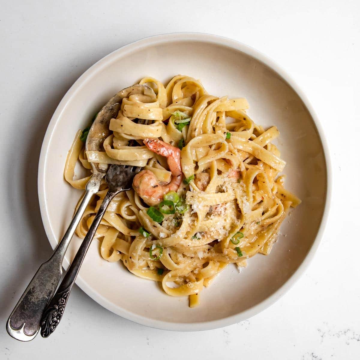 Jerk Shrimp Fettuccine Alfredo