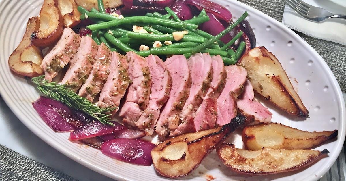 Pork Tenderloin with Roasted Pears and Red Onion