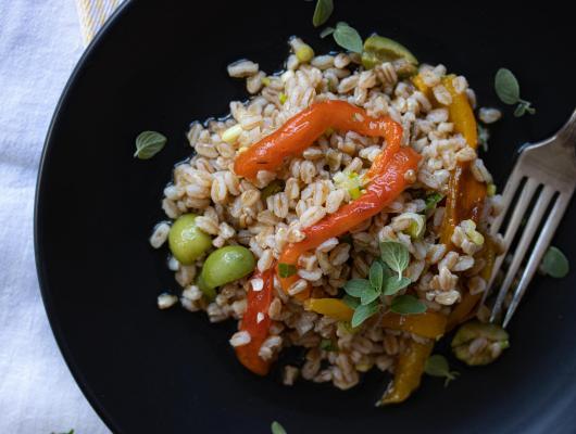 Roasted Bell Pepper with Italian Farro Salad