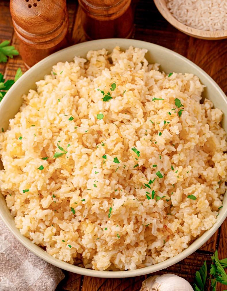 Crock Pot Garlic Rice Pilaf